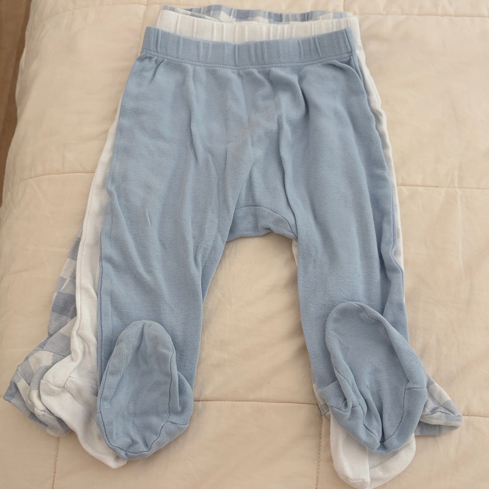 Honest baby organic cotton Baby Footed Pants Roomy Fit, 3-pack, 6-9M